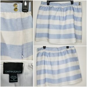 Cynthia Rowley Sz 14 Linen Blue/White Stripe Skirt